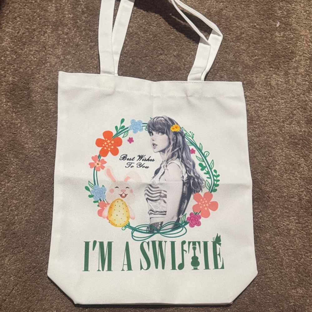 White Graphic Tote Bag